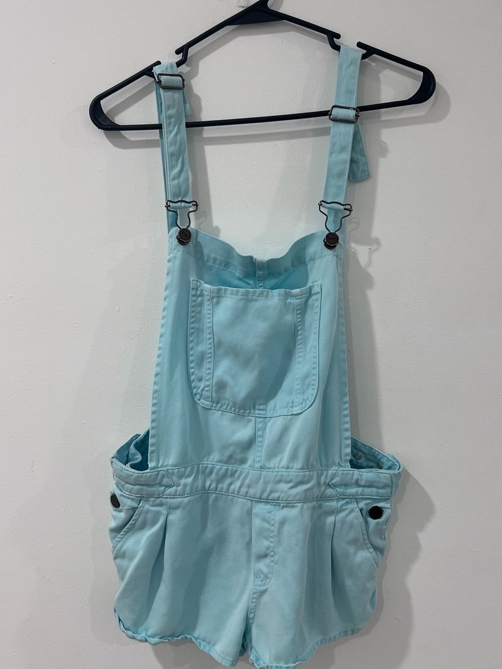 Zara Trafaluc Aqua Short Overalls Romper Y2K Utility Denim Size S